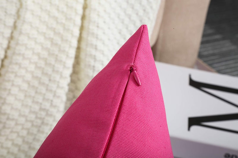 TangDepot Handmade Decorative Solid 100% Cotton Canvas Throw Pillow Covers /Pillow Shams, (16" x16" , Hot Pink, 1 Count (Pack of 1)) - Image 4